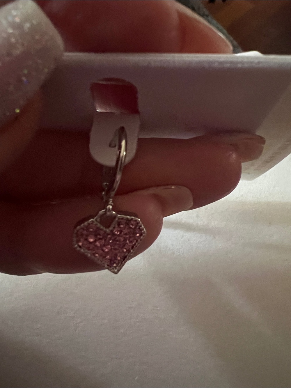 Pink Crystal Heart Drop Earrings for Women